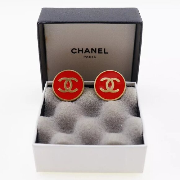 CHANEL Earring Red/gold Plated Gold 8.5g Women - Picture 5 of 7